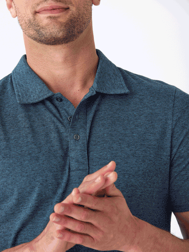 Black Fleck Triblend Jersey Polo Mens Tops Tshirt Short Threads 4 Thought