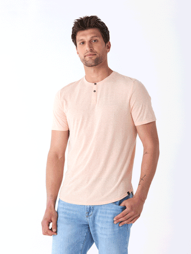 Baseline Triblend 2-Button SS Henley Mens Tops Tshirt Short Threads 4 Thought