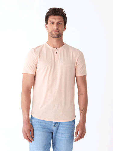 Baseline Triblend 2-Button SS Henley Mens Tops Tshirt Short Threads 4 Thought