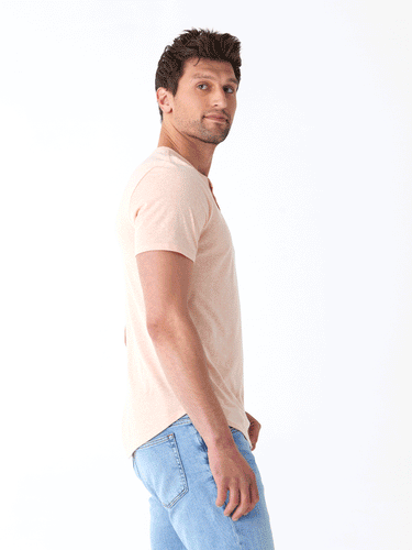 Baseline Triblend 2-Button SS Henley Mens Tops Tshirt Short Threads 4 Thought