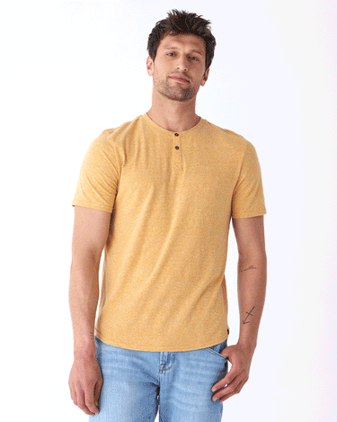 Baseline Triblend 2-Button SS Henley Mens Tops Tshirt Short Threads 4 Thought 