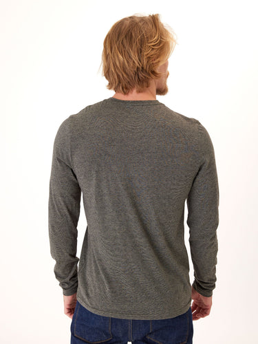 Braeden Black Fleck Long Sleeve Triblend Henley Mens Tops Tshirt Long Threads 4 Thought