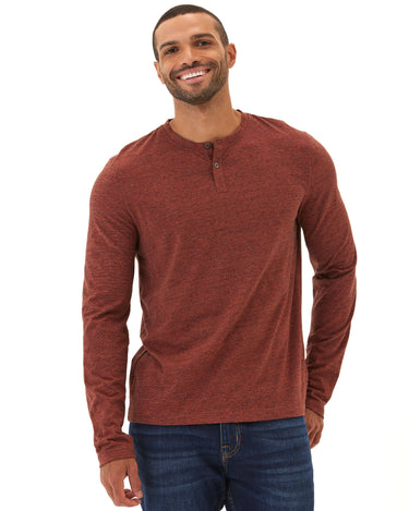 Braeden Black Fleck LS Triblend Henley Mens Tops Tshirt Long Henley Threads 4 Thought