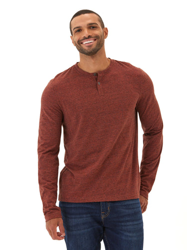 Braeden Black Fleck LS Triblend Henley Mens Tops Tshirt Long Henley Threads 4 Thought