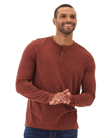 Braeden Black Fleck LS Triblend Henley Mens Tops Tshirt Long Henley Threads 4 Thought