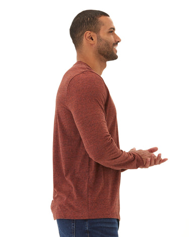 Braeden Black Fleck LS Triblend Henley Mens Tops Tshirt Long Henley Threads 4 Thought