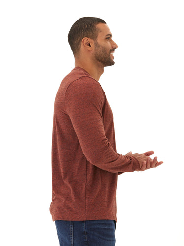 Braeden Black Fleck LS Triblend Henley Mens Tops Tshirt Long Henley Threads 4 Thought