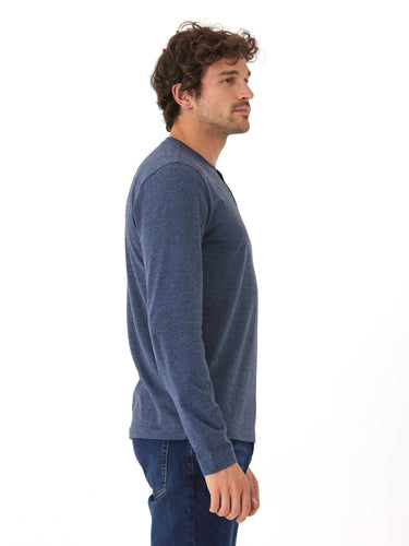 Braeden Black Fleck Long Sleeve Triblend Henley Mens Tops Tshirt Long Henley Threads 4 Thought