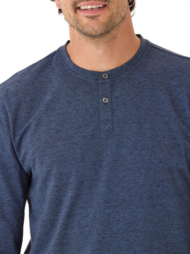 Braeden Black Fleck Long Sleeve Triblend Henley Mens Tops Tshirt Long Henley Threads 4 Thought