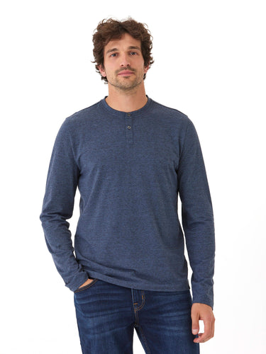 Braeden Black Fleck Long Sleeve Triblend Henley Mens Tops Tshirt Long Henley Threads 4 Thought
