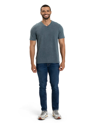 Mineral Wash Jersey V-Neck Tee Mens Tops Tshirt Short Threads 4 Thought
