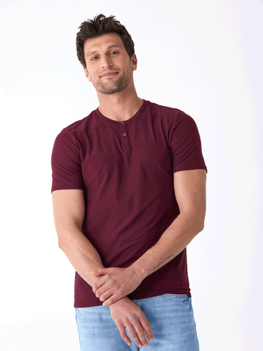 Frederick Luxe Jersey 2 Button Henley Mens Tops Tshirt Short Threads 4 Thought