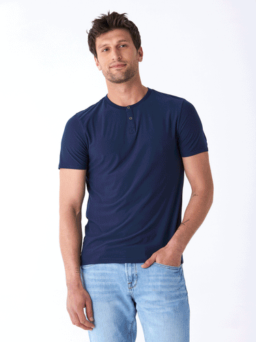 Frederick Luxe Jersey 2 Button Henley Mens Tops Tshirt Short Threads 4 Thought
