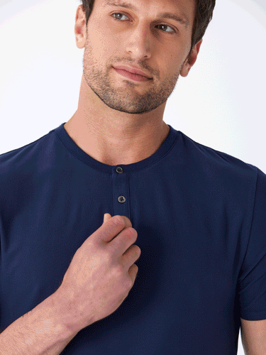 Frederick Luxe Jersey 2 Button Henley Mens Tops Tshirt Short Threads 4 Thought