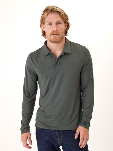 Luxe Jersey Long Sleeve Polo Mens Tops Tshirt Long Threads 4 Thought