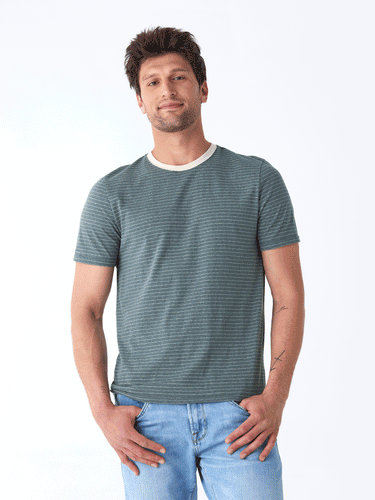 Stripe Triblend Jersey Crew Tee Mens Tops Tshirt Short Threads 4 Thought