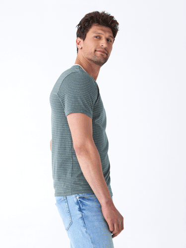 Stripe Triblend Jersey Crew Tee Mens Tops Tshirt Short Threads 4 Thought