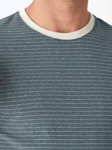 Stripe Triblend Jersey Crew Tee Mens Tops Tshirt Short Threads 4 Thought