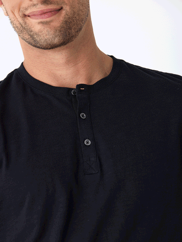 Heath Slub Jersey Short Sleeve Henley Mens Tops Tshirt Short Threads 4 Thought