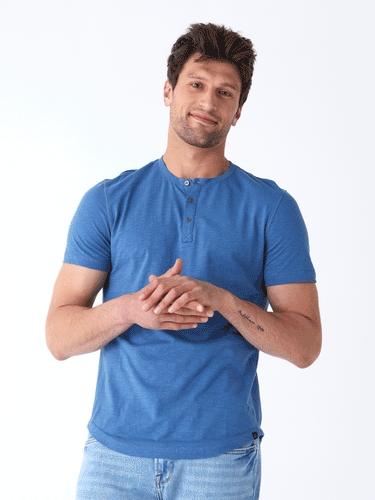 Heath Slub Jersey Short Sleeve Henley Mens Tops Tshirt Short Threads 4 Thought