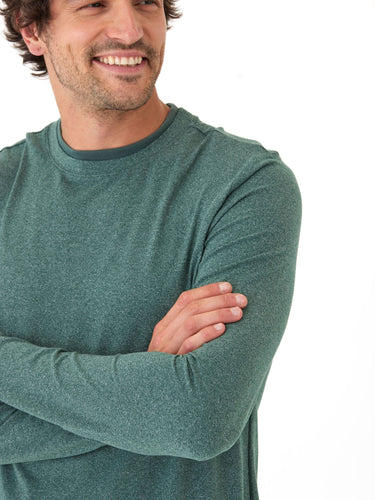Parker Heather Luxe Jersey Double Rib Long Sleeve Crew Mens Tops Tshirt Long Threads 4 Thought