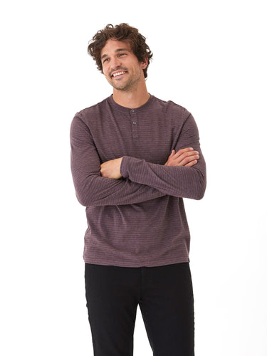 Torryn Triblend Stripe Jersey Long Sleeve Contrast Henley Mens Tops Tshirt Long Henley Threads 4 Thought