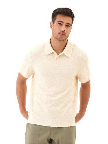 Darryn Jacquard Terry 2-Button Polo Mens Tops Tshirt Short Polo Threads 4 Thought