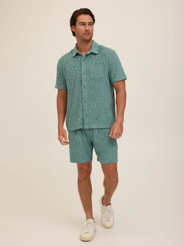 Mitchell Tile Leaf Jacquard Terry Short Mens Bottoms Short Threads 4 Thought