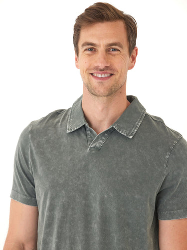 Jared Mineral Wash Eco Cotton Jersey Short Sleeve Polo Mens Tops Tshirt Short Polo Threads 4 Thought