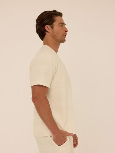 Chadwick Jacquard Textured Stripe Relaxed Tee Mens Tops Tshirt Short Threads 4 Thought