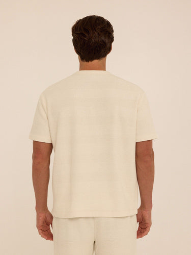 Chadwick Jacquard Textured Stripe Relaxed Tee Mens Tops Tshirt Short Threads 4 Thought