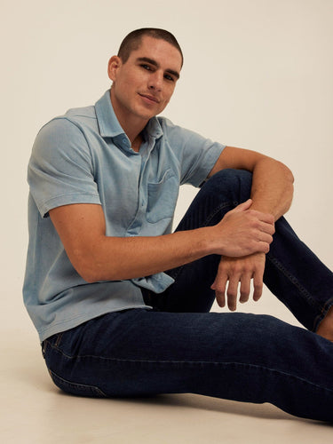 Dorian Mineral Wash Jersey Short Sleeve Button-Down Threads 4 Thought