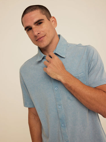 Dorian Mineral Wash Jersey Short Sleeve Button-Down Threads 4 Thought