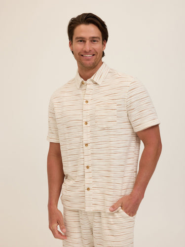 Paxton Shoreline Terry Button-Down Pocket Shirt Mens Tops Tshirt Short Threads 4 Thought