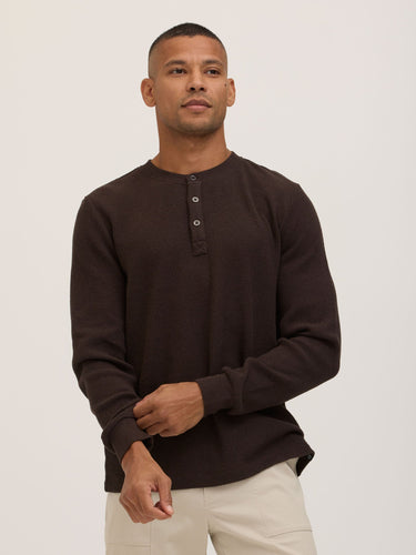Jeremiah Brushed Thermal Long Sleeve Henley Mens Tops Tshirt Long Henley Threads 4 Thought