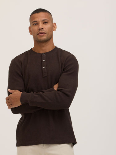 Jeremiah Brushed Thermal Long Sleeve Henley Mens Tops Tshirt Long Henley Threads 4 Thought