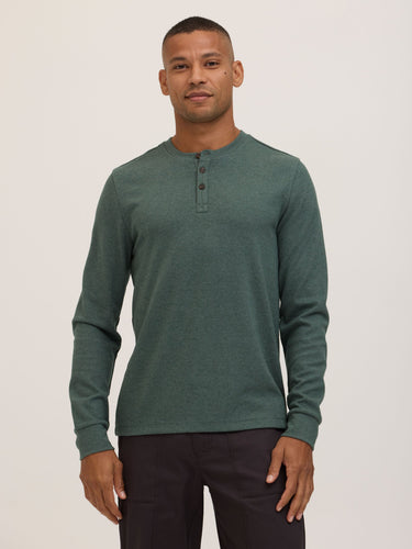 Elias Brushed Jacquard Long Sleeve Henley Mens Tops Tshirt Long Henley Threads 4 Thought