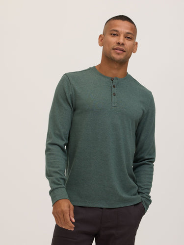 Elias Brushed Jacquard Long Sleeve Henley Mens Tops Tshirt Long Henley Threads 4 Thought
