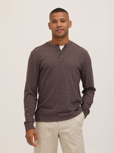Elias Brushed Jacquard Long Sleeve Henley Mens Tops Tshirt Long Henley Threads 4 Thought