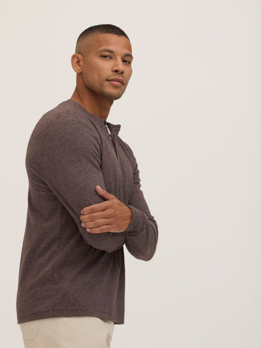 Elias Brushed Jacquard Long Sleeve Henley Mens Tops Tshirt Long Henley Threads 4 Thought