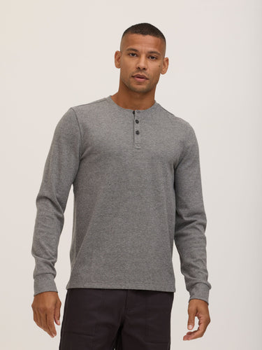 Elias Brushed Jacquard Long Sleeve Henley Mens Tops Tshirt Long Henley Threads 4 Thought