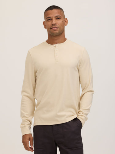 Elias Brushed Jacquard Long Sleeve Henley Mens Tops Tshirt Long Henley Threads 4 Thought