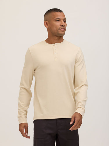 Elias Brushed Jacquard Long Sleeve Henley Mens Tops Tshirt Long Henley Threads 4 Thought