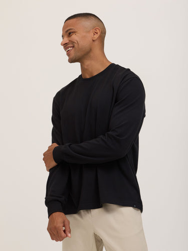 Bowery Essential Cotton Jersey Relaxed Fit Long Sleeve Tee Mens Tops Tshirt Long Threads 4 Thought