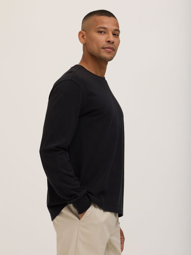 Bowery Essential Cotton Jersey Relaxed Fit Long Sleeve Tee Mens Tops Tshirt Long Threads 4 Thought