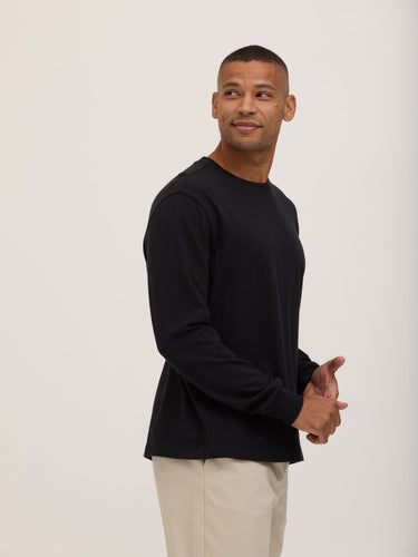 Bowery Essential Cotton Jersey Relaxed Fit Long Sleeve Tee Mens Tops Tshirt Long Threads 4 Thought
