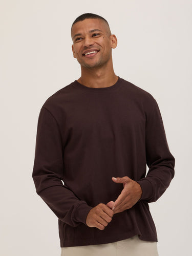Bowery Essential Cotton Jersey Relaxed Fit Long Sleeve Tee Mens Tops Tshirt Long Threads 4 Thought