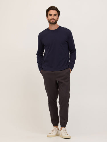 Bowery Essential Cotton Jersey Relaxed Fit Long Sleeve Tee Mens Tops Tshirt Long Threads 4 Thought