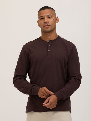 Doug Essential Jersey Long Sleeve 3-Button Henley Mens Tops Tshirt Long Henley Threads 4 Thought
