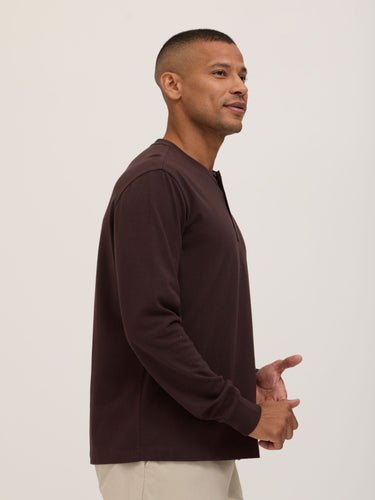 Doug Essential Jersey Long Sleeve 3-Button Henley Mens Tops Tshirt Long Henley Threads 4 Thought